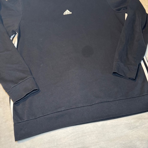 Adidas Essentials Crewneck Sweatshirt Mens XL Black White 3-Stripe Logo Pullover - Picture 3 of 10